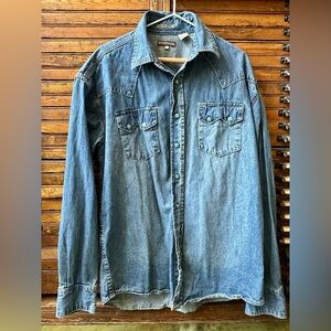 Stetson Blue Western Turquoise Button Down Denim Shirt